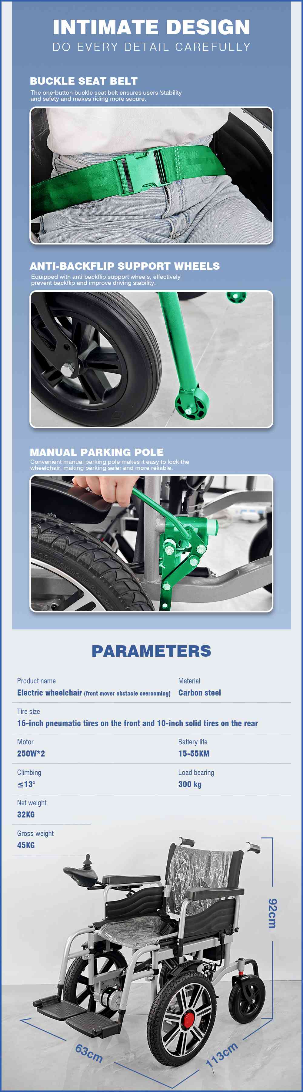 Obstacle driven wheelchair parameters Obstacle driven wheelchair parameters